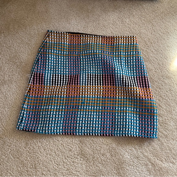 Topshop Women’s Multicolor Woven Patterned Mini Skirt - Picture 2 of 9